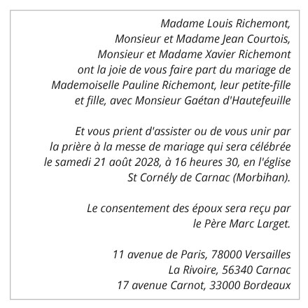 texte pour faire part de mariage original